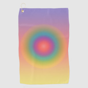 Colourful Rainbow Concentric Circle Space Golf Towel