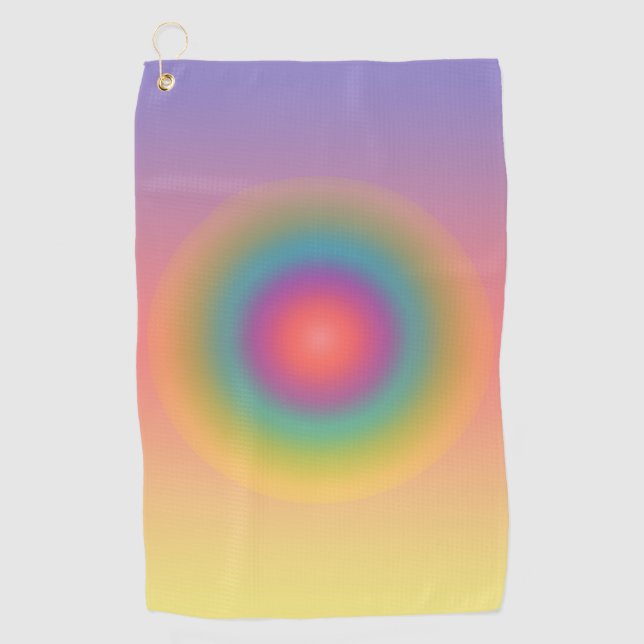 Colourful Rainbow Concentric Circle Space  Golf Towel (Front)