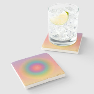 Colourful Rainbow Concentric Circle Space  Stone Coaster