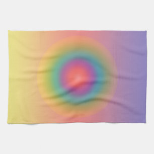 Colourful Rainbow Concentric Circle Space  Tea Towel
