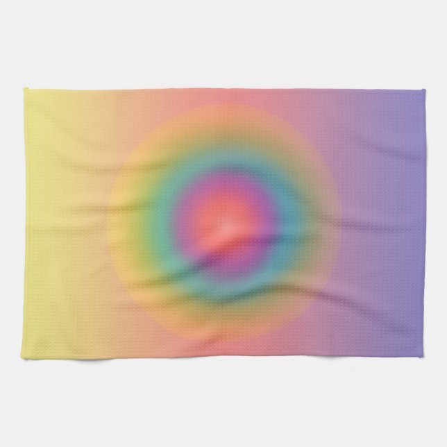 Colourful Rainbow Concentric Circle Space  Tea Towel (Horizontal)