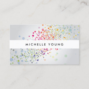 Colourful Rainbow Confetti Bokehn on Grey Business Card