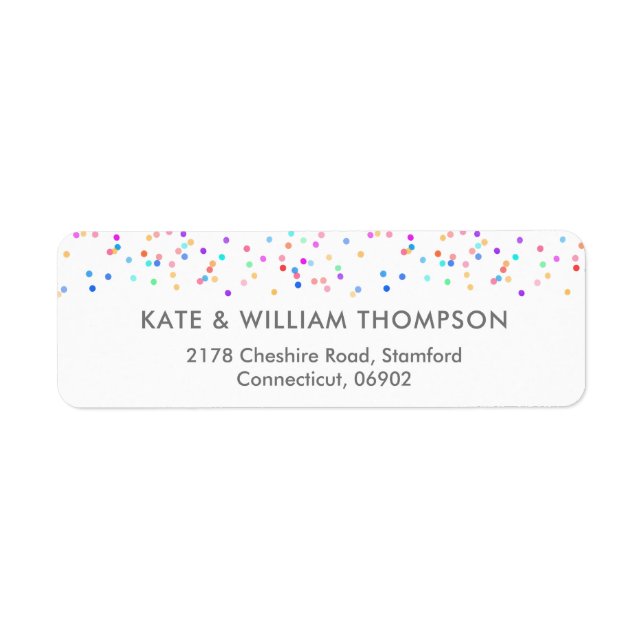 Colourful Rainbow Confetti Return Address (Front)