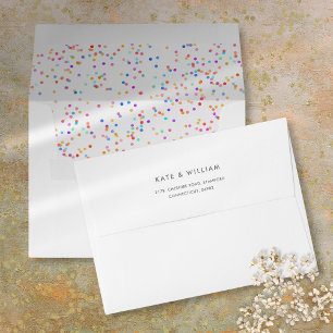 Colourful Rainbow Confetti Return Address Envelope