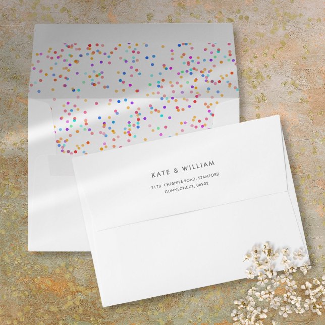 Colourful Rainbow Confetti Return Address Envelope (Colorful Rainbow Confetti Return Address Envelope)