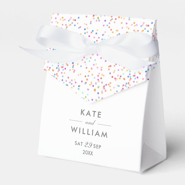 Colourful Rainbow Confetti Wedding Favour Box (Front Side)