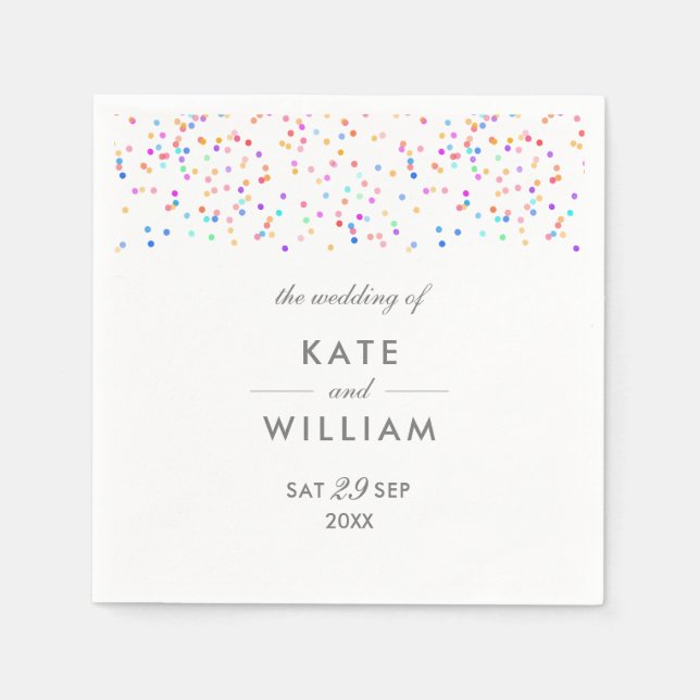 Colourful Rainbow Confetti Wedding Napkin (Front)