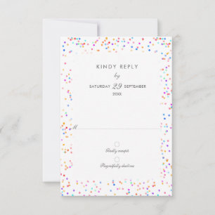 Colourful Rainbow Confetti Wedding RSVP Card