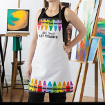 Colourful Rainbow Crayons Art Teacher Personalised Apron<br><div class="desc">This cute apron for teachers design features colourful, rainbow crayons as borders. This apron is perfect for art teachers or educators and makes a lovely gift for Back To School, Teacher Appreciation and Christmas. This item is ready to be personalised and its text is customisable. For more teacher or school...</div>