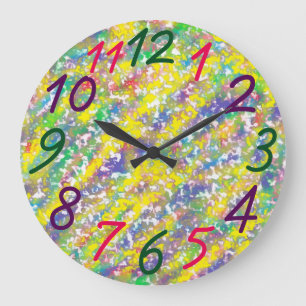 Colourful Rainbow Crayons Design Fun Large Clock