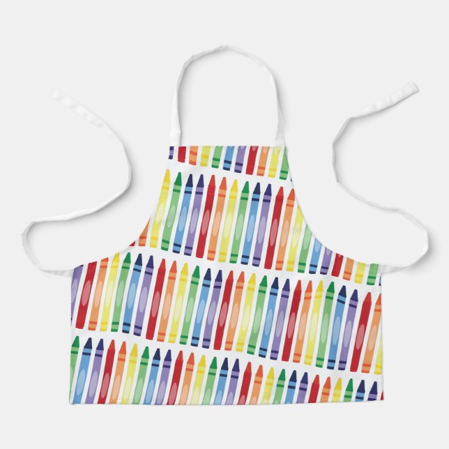Colourful Rainbow Crayons Pattern Apron (Front)