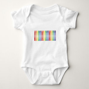Colourful Rainbow Crayons Pattern Baby Bodysuit