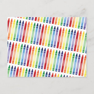 Colourful Rainbow Crayons Pattern Holiday Postcard