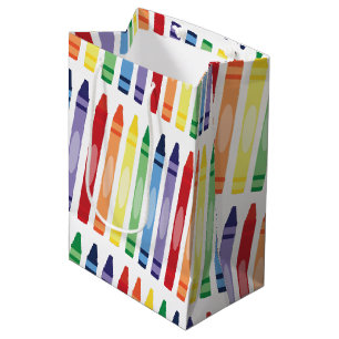 Colourful Rainbow Crayons Pattern Medium Gift Bag