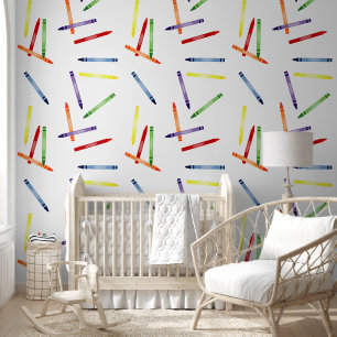Colourful Rainbow Crayons Pattern Wallpaper