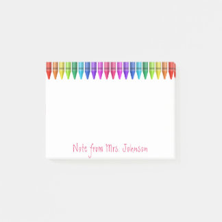 Colourful Rainbow Crayons Personalise Post-it Note
