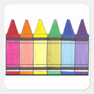 Colourful Rainbow Crayons School Art Class Teacher Square Sticker