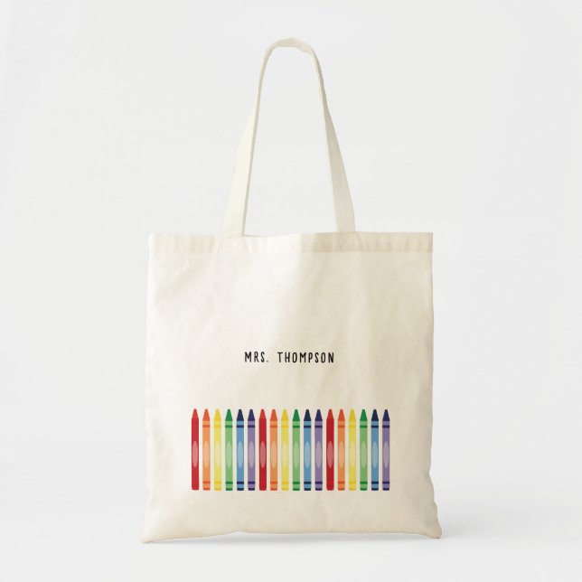 Colourful Rainbow Crayons Teacher Appreciation Tote Bag (Front)