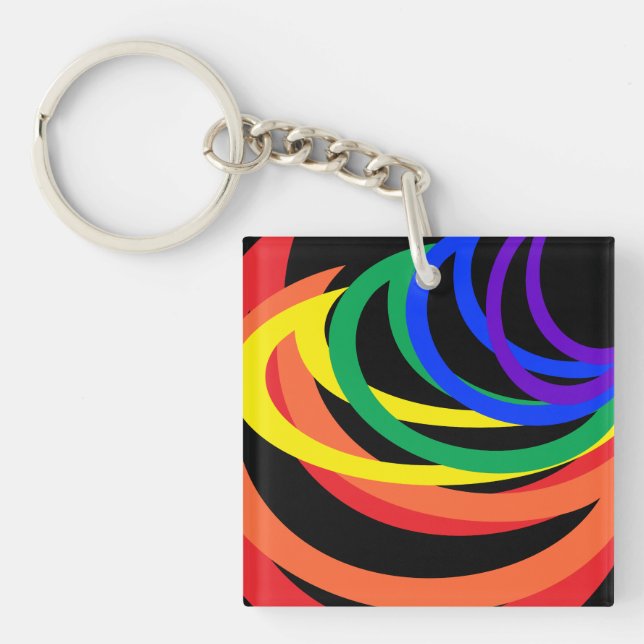 Colourful Rainbow Crescent Moon Acrylic Keychain (Front)