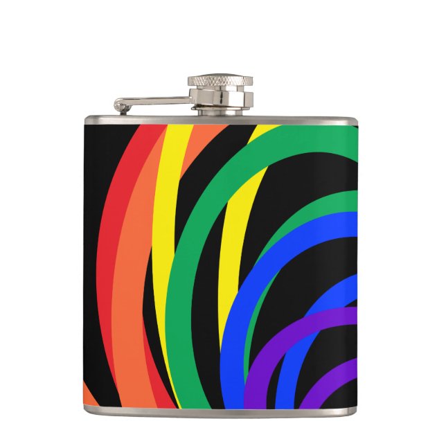 Colourful Rainbow Crescent Pattern Flask (Front)
