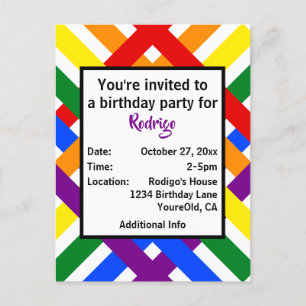 Colourful Rainbow Criss-Cross Stripes Birthday Postcard