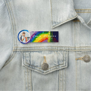 Colourful Rainbow Custom Kid Name & Photo  Tag