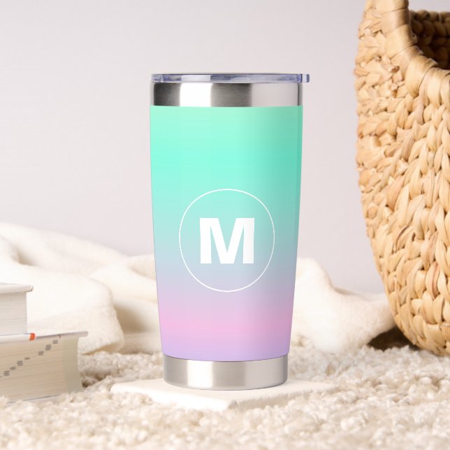 Colourful Rainbow Custom Monogram Insulated Tumbler (Living Room)