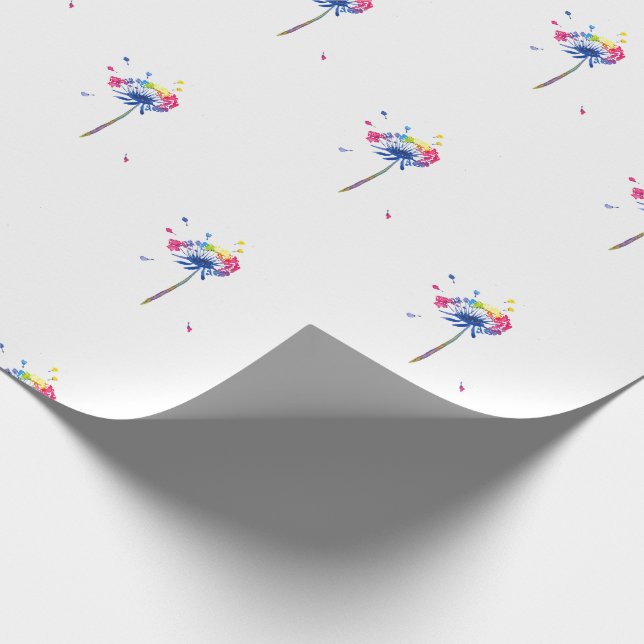 Colourful Rainbow Dandelion Wrapping Paper (Corner)