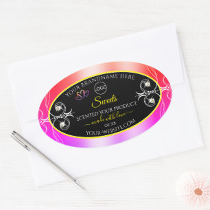 Colourful Rainbow Decor Jewels Logo Label and Blac