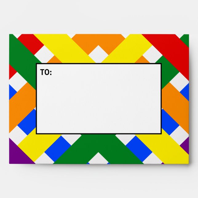 Colourful Rainbow Diagonal Criss-Cross Stripes Envelope (Front)
