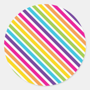 Colourful Rainbow Diagonal Stripes Gifts for Teens Classic Round Sticker