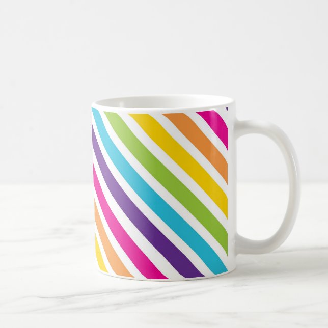 Colourful Rainbow Diagonal Stripes Gifts for Teens Coffee Mug (Right)
