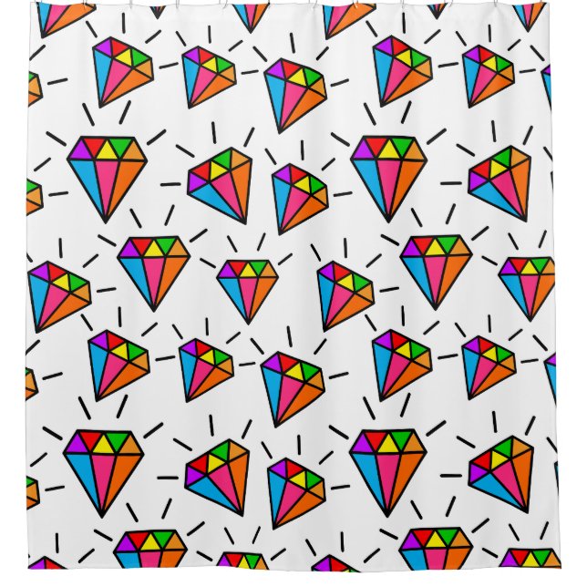 Colourful rainbow diamonds pattern  shower curtain (Front)