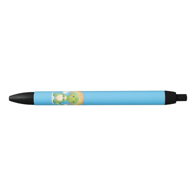 Colourful Rainbow Dino Black Ink Pen (Front)