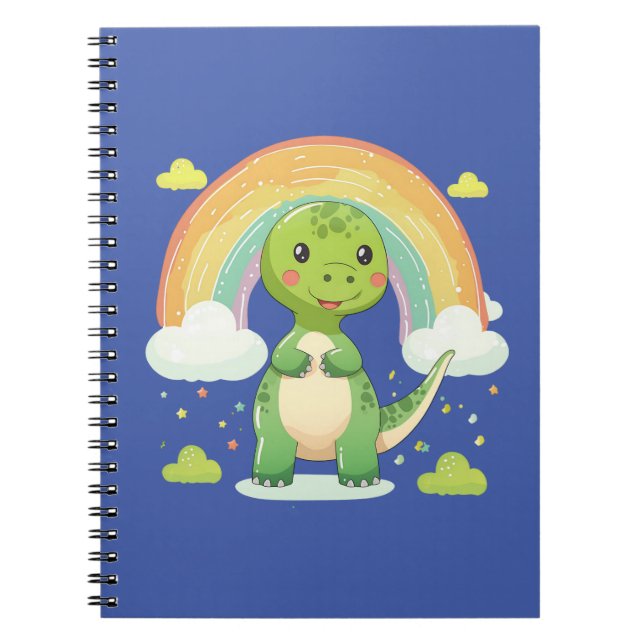 Colourful Rainbow Dino Notebook (Front)