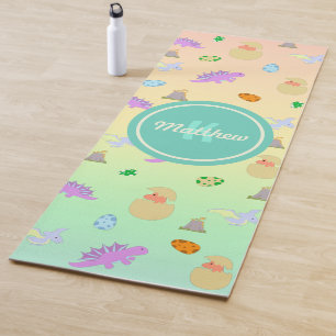 Colourful Rainbow Dinosaur Egg Kids Boys Monogram  Yoga Mat