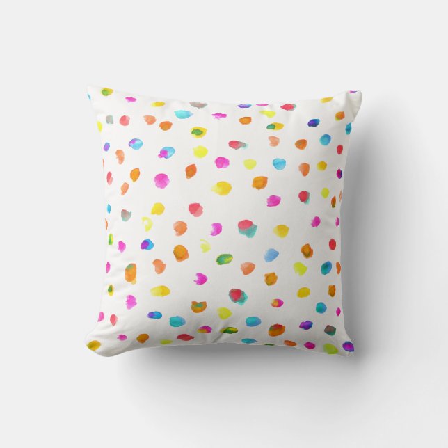 Colourful rainbow dots modern contemporary simple cushion (Front)