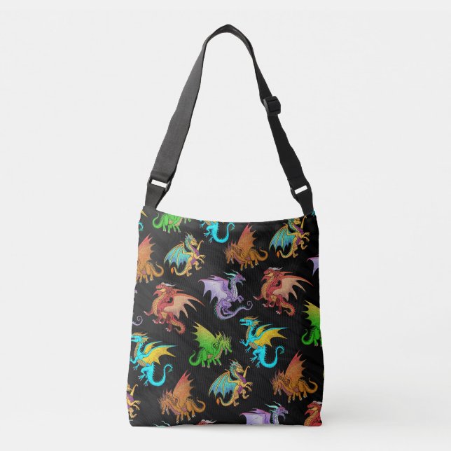 Colourful Rainbow Dragons School Crossbody Bag (Front)