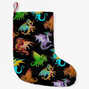 Colourful Rainbow Dragons School Small Christmas Stocking