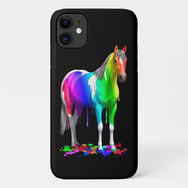Colourful Rainbow Dripping Wet Paint Horse Case-Mate iPhone Case (Back)