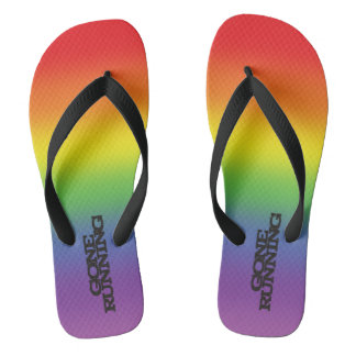 Colourful Rainbow Effect Gone Running Text Flip Flops