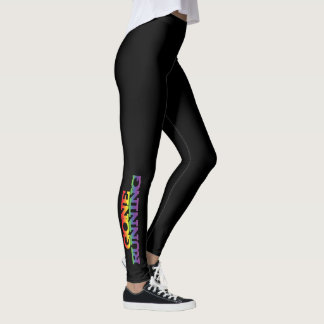 Colourful Rainbow Effect Gone Running Text Leggings