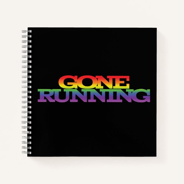 Colourful Rainbow Effect Gone Running Text Notebook (Front)