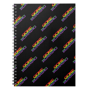 Colourful Rainbow Effect Gone Running Text Pattern Notebook