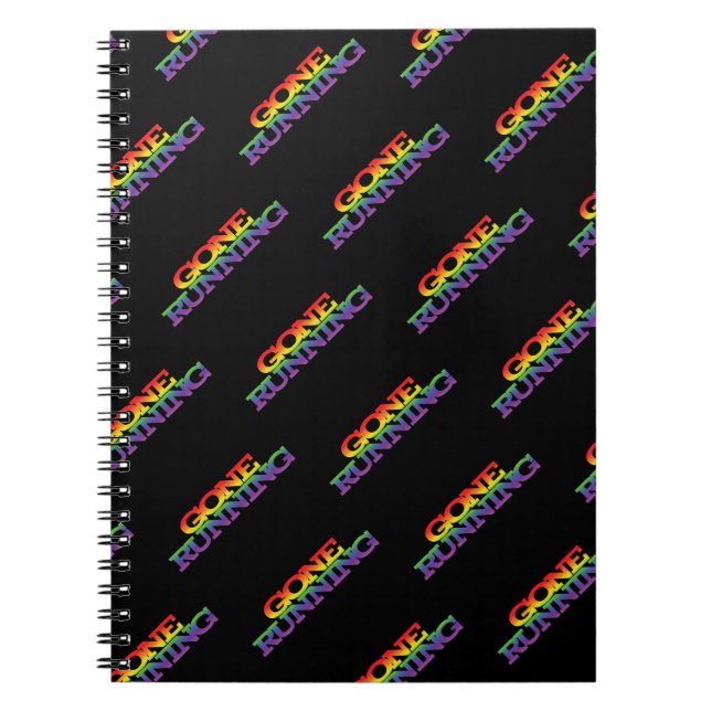 Colourful Rainbow Effect Gone Running Text Pattern Notebook (Front)