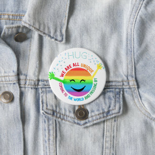  Colourful Rainbow Face with Hug LGBT 7.5 Cm Round Badge