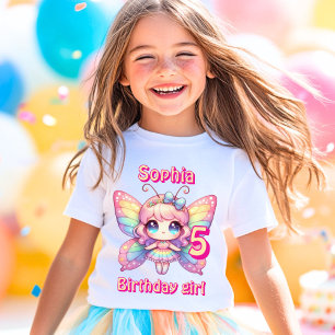 Colourful rainbow fairy butterfly birthday  T-Shirt