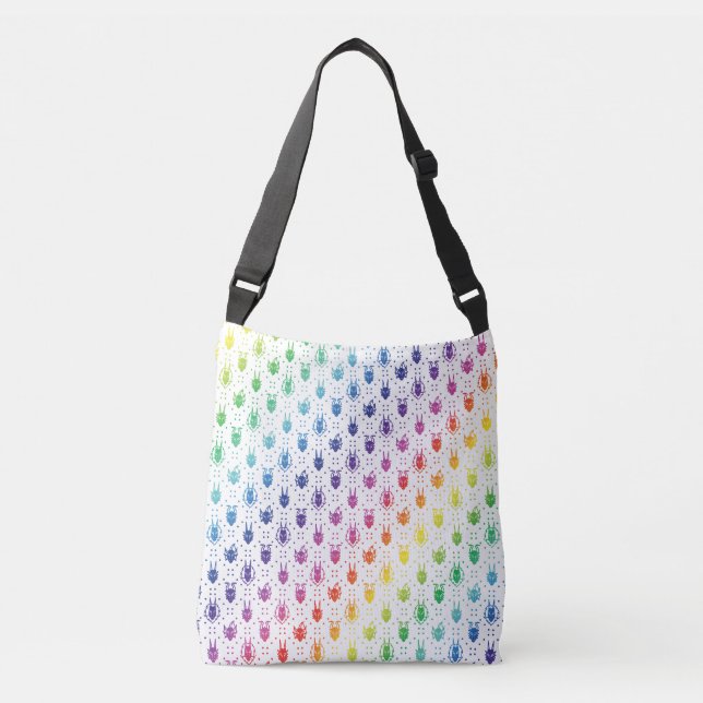 Colourful Rainbow Fantasy Dragon Quilt Pattern Crossbody Bag (Front)