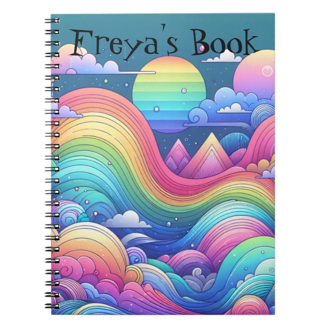 Colourful Rainbow Fantasy Landscape Notebook (Front)