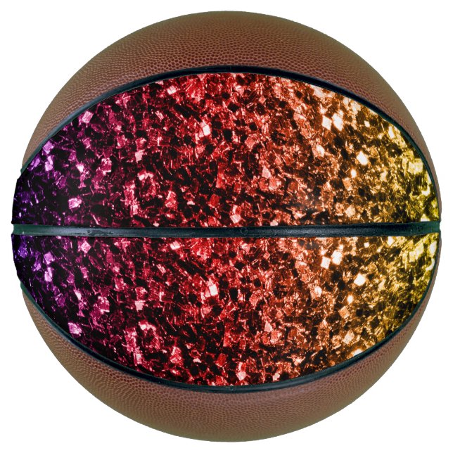 Colourful Rainbow faux glitter sparkles bling Basketball (Front)